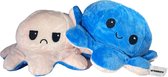 Ultrasativa® Octopus Mood Knuffel - Licht Roze & Blauw - Omkeerbaar - Emotie Knuffel - Blij/Boos - 2 Verschillende Kleuren -