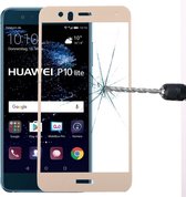 Voor Huawei P10 Lite 0.3mm 9H Oppervlaktehardheid 2.5D Gebogen zeefdruk Full Screen Gehard Glas Screen Protector (goud)