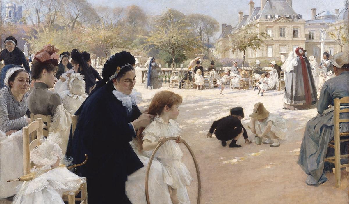 Schilderij - Luxemburg tuinen -  Albert Edelfelt - Collectie ART Facsimile - Forex met blanke lijst - 118x70cm