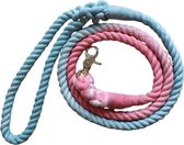 Little Lou The Brand hondenriem - 150cm - touwlijn - uitlaatriem - hondenlijn - leiband - OMBRE BLAUW/ROZE