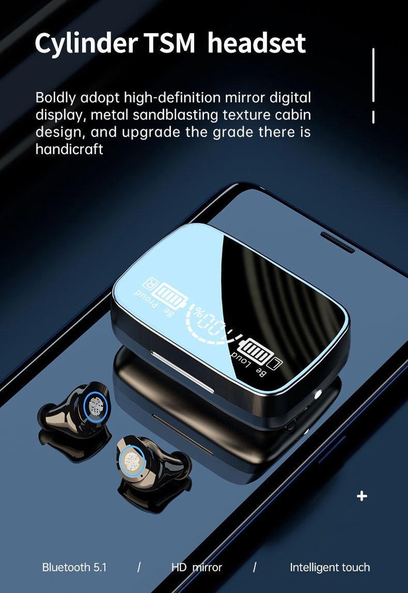TWS - Draadloze oortjes / in-ear oordopjes - Bluetooth Draadloze buds - Luxe indicator - Geschikt voor alle smartphones o.a Samsung & Iphone, airpods, galaxy buds, huawei, sony - Zwart.- AANBIEDING!