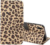 Leopard Pattern Horizontal Flip lederen tas voor iPhone XR, met houder & kaartsleuven (bruin)