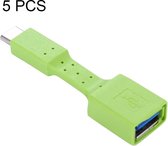 5 STUKS USB-C / Type-C Male naar USB 3.0 vrouwelijke OTG-adapter (groen)
