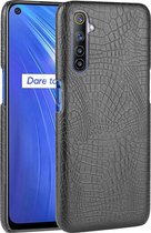 Voor Oppo Realme 6 Shockproof Crocodile Texture PC + PU Case (zwart)