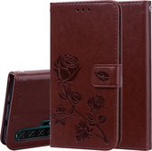 Rose reliÃ«f horizontale flip PU lederen tas met houder en kaartsleuven en portemonnee voor Huawei Honor 20 Pro (bruin)