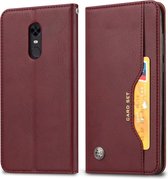 Kneed Skin Texture Horizontaal Flip Leren Case voor OnePlus 6T, met Fotolijst & Houder & Kaartsleuven & Portemonnee (Wijnrood)