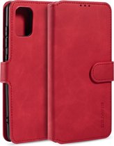 Voor Galaxy A51 DG.MING Retro Oil Side Horizontal Flip Case met houder & kaartsleuven & portemonnee (rood)