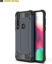 Voor Moto G8 Plus Magic Armor TPU + PC Combinatie Case (Navy Blue)