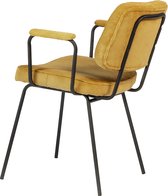 Roxxz Ribbed - Eetkamerstoelen met armleuning - Set van 2 - Corduroy stof - Geel - Retro