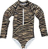 Beach & Bandits - UV Badpak voor meisjes - Tiger Shark - Bruin - maat 140-146cm