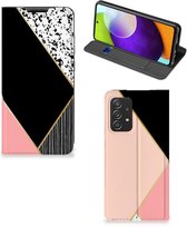 Bookcase Hoesje Geschikt voor Samsung Galaxy A52 5G Enterprise Editie | A52 4G Smart Cover Black Pink Shapes