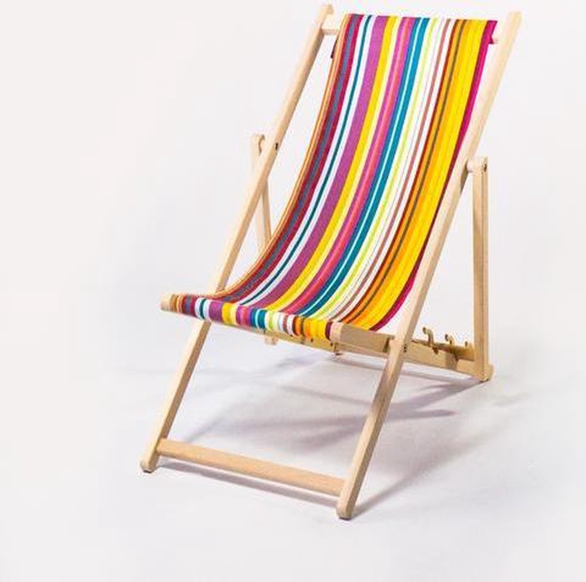 Kleurmeester.nl | Kinder Strandstoel Jour de Fete - Opklapbaar - Beukenhout - Outdoor stof | Multicolor Gestreept