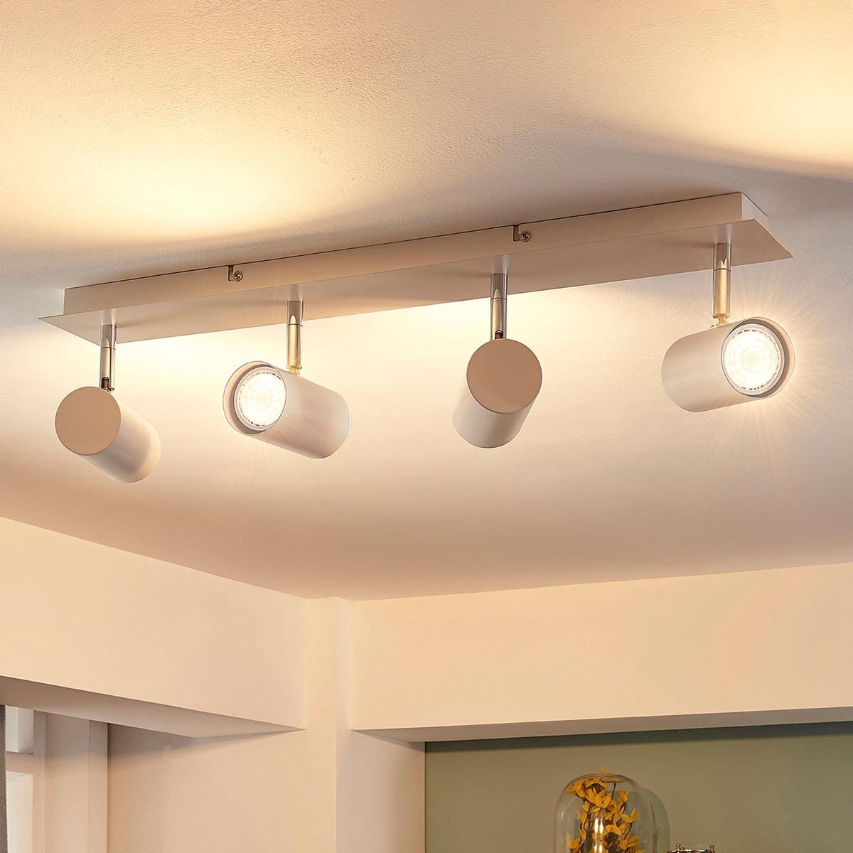 Lindby buitenspot 4lichts metaal H: 17.5 cm GU10 wit chroom