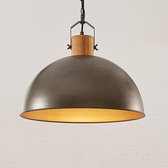 Lindby - hanglamp - 1licht - ijzer, hout - E27 - metallic , licht hout