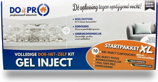 GEL INJECT Startpakket XL (10x600ml) - Opstijgend Vocht - WTCB keuring A+A+A+ (hoogste kwaliteit) - Do it Pro Products