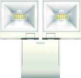 Theben 1020933 theLEDA S20 W WH dubbele LED-spot met bewegingsmelder voor buiten, schijnwerpers, spots, zwenkbaar, 840 lumen, 3000 K (2 x 840 lumen)