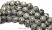 Natuursteen kralen - Grey crazy Agaat kralen rond grijs ca. 12mm Streng ca. 38.5cm 100% natuurlijk