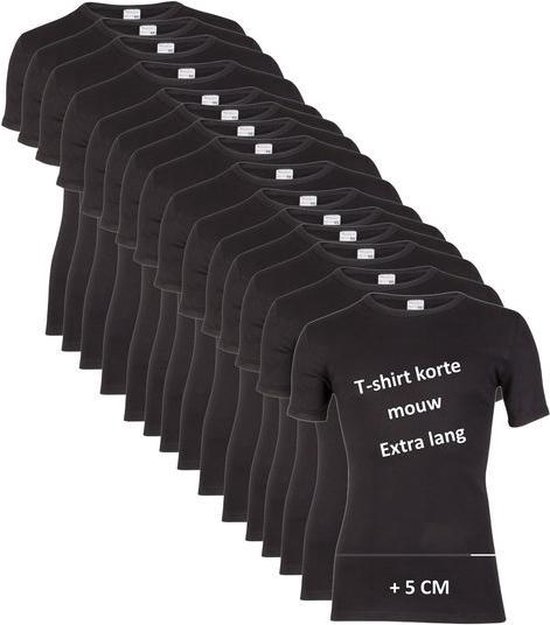10-pack Beeren Extra lange heren T-shirts met ronde hals M3000 Zwart maat XXL