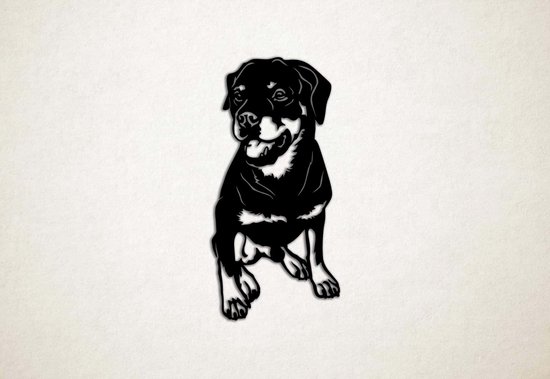 Wanddecoratie - Hond - Rottweiler 6 - L - 109x53cm - Zwart - muurdecoratie - Line Art