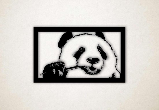Décoration murale - Panneau mural - panda mangeant - XS - 18x30cm - décoration murale - Line Art