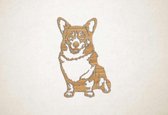 Wanddecoratie - Hond - Corgi 1 - XS - 29x19cm - Eiken - muurdecoratie - Line Art