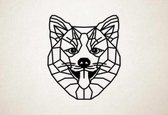 Line Art - Hond - Shiba Inu - M - 70x60cm - Zwart - geometrische wanddecoratie