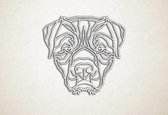 Line Art - Hond - Rottweiler 1 - XS - 25x27cm - EssenhoutWit - geometrische wanddecoratie