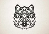 Line Art - Hond - Husky - S - 48x45cm - Zwart - geometrische wanddecoratie