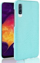 Samsung Galaxy A50 Hoesje - Mobigear - Croco Serie - Hard Kunststof Backcover - Turquoise - Hoesje Geschikt Voor Samsung Galaxy A50