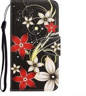 Xiaomi Redmi 9C Hoesje - Mobigear - Design Serie - Kunstlederen Bookcase - Red Flower - Hoesje Geschikt Voor Xiaomi Redmi 9C