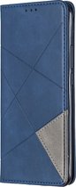 Xiaomi Redmi 9 Hoesje - Mobigear - Rhombus Slim Serie - Kunstlederen Bookcase - Blauw - Hoesje Geschikt Voor Xiaomi Redmi 9