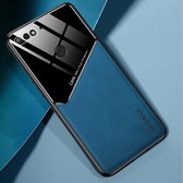 Voor Huawei Enjoy 8 / Honor 7C All-inclusive leer + beschermhoes van organisch glas met metalen ijzeren plaat (koningsblauw)