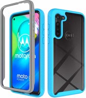 Voor Motorola Moto G8 Power (Amerikaanse versie) Sterrenhemel Solid Color-serie Schokbestendige pc + TPU-beschermhoes (lichtblauw)