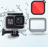 45m waterdichte behuizing + touch-achterkant + kleurenlensfilter voor GoPro HERO8 zwart (rood)