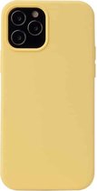 Voor iPhone 12 Max / 12 Pro effen kleur vloeibare siliconen schokbestendige beschermhoes (geel)