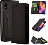 Voor Samsung Galaxy A10 Sterk magnetisme Vloeibaar gevoel Horizontaal Flip lederen tas met houder & kaartsleuven & portemonnee (zwart)
