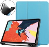 Voor iPad Air 2020 10.9 Custer Texture TPU Horizontale Flip Leren Case met Slaap / Wekfunctie & Drie-vouwbare Houder & Pen Slot (Hemelsblauw)