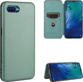 Voor OPPO Reno A koolstofvezel textuur magnetische horizontale flip TPU + pc + PU lederen tas met kaartsleuf (groen)