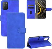 Voor Geschikt voor Xiaomi Poco M3 Effen Kleur Huid Voel Magnetische Gesp Horizontale Flip Kalf Textuur PU Lederen Case met Houder & Kaartsleuven & Portemonnee (Blauw)