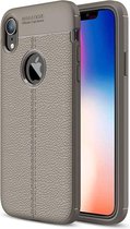 Litchi Texture TPU Case voor iPhone X / XS (grijs)