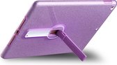 Schokbestendige glitter pc + TPU beschermhoes met houder voor iPad 9.7 (2018) & (2017) (paars)