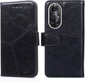 Voor Huawei nova 8 Pro 5G Geometrische stiksels Horizontale flip TPU + PU lederen tas met houder & kaartsleuven & portemonnee (zwart)