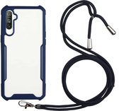 Voor OPPO Realme 6 Pro acryl + kleur TPU schokbestendig hoesje met nekkoord (donkerblauw)