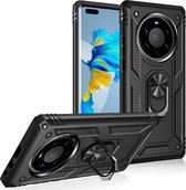 Voor Huawei Mate 40 Pro + schokbestendige TPU + pc-beschermhoes met 360 graden roterende houder (zwart)