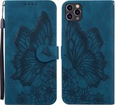 Retro Skin Feel Butterflies Embossing Horizontale Flip Leather Case met houder & kaartsleuven & portemonnee voor iPhone 11 Pro Max (blauw)