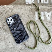 Camouflagepatroon IMD schokbestendig TPU beschermhoes met lanyard voor iPhone 11 Pro Max (Dark Tiger Stripe Camo)