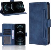 Meerdere kaartsleuven Horizontale lederen flip-hoes met houder en portemonnee voor iPhone 12 Pro Max (blauw)