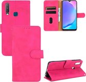 Voor vivo Y17 / Y15 / Y12 Effen Kleur Huidgevoel Magnetische Gesp Horizontale Flip Kalf Textuur PU Lederen Case met Houder & Kaartsleuven & Portemonnee (Rose Rood)