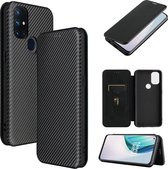 Voor OnePlus Nord N10 5G Koolstofvezel Textuur Magnetische Horizontale Flip TPU + PC + PU lederen hoes met kaartsleuf (zwart)