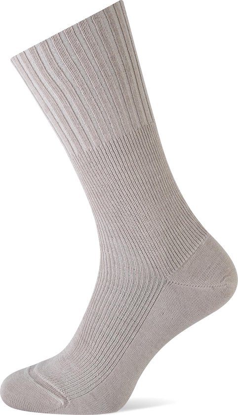 Basset - Wollen sokken - Zonder elastiek en met breed boord - Diabetes sokken - Beige - 39/41